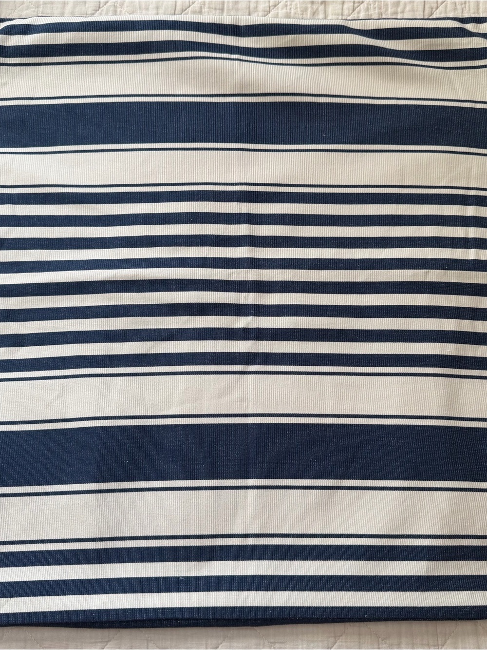 Pottery Barn Blue Off-White Stripe Pillow Cover 24x24 Cotton Coastal NWOT - Picture 2 of 8